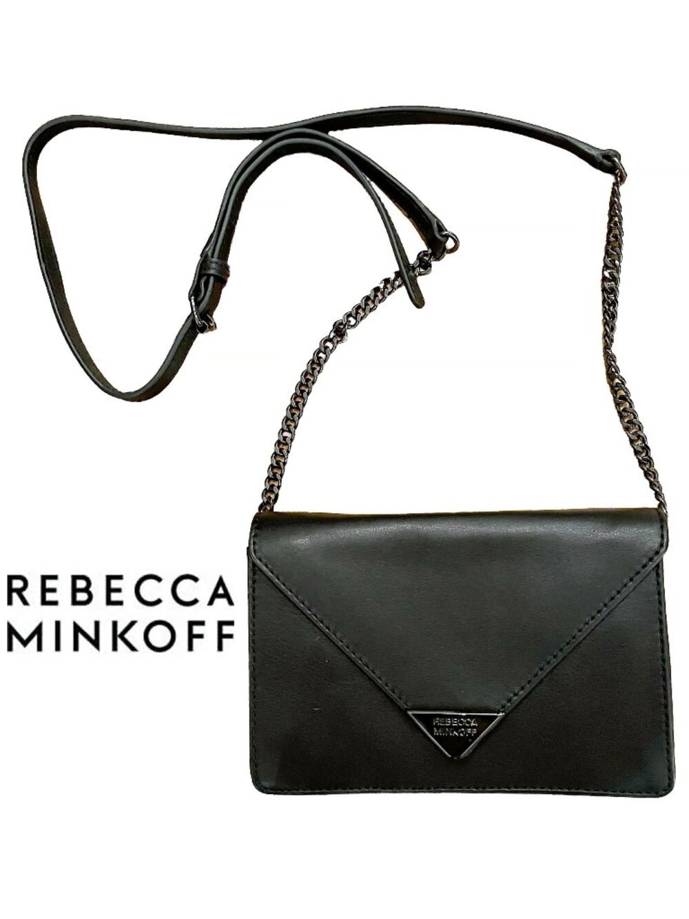 NWOT Rebecca Minkoff black leather small crossbody bag w/ chain